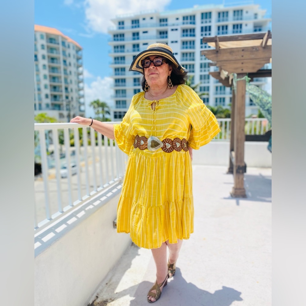 Robbie Bee pretty yellow flowy women’s comfortable casual Sz 3X